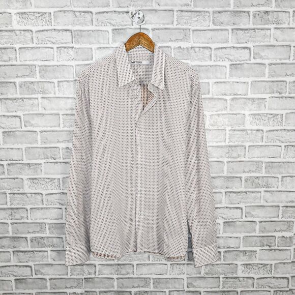 MR TURK Men's embroidered orange black button up shirt size XL - Picture 2 of 7